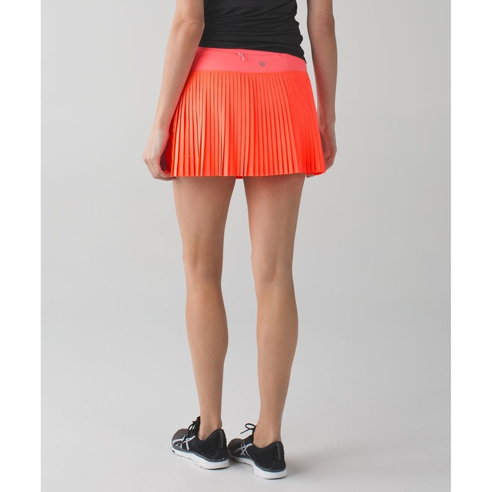 Lululemon Pleat To Street‎ Skort Womens 4 Orange Pleated Tennis Running Skirt